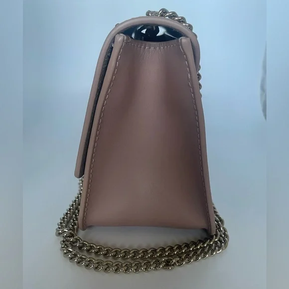 Furla Metropolis Mini Studded Leather Crossbody Blush Pink Saffiano Chain Bag - Picture 10 of 15